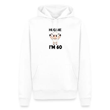 60 ans - 60 ans - câlin - Sweat à capuche Premium bio Homme - blanc - Devant - Nico (187cm)
