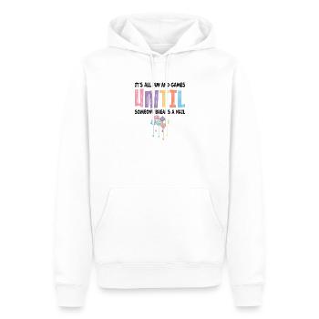 All just fun and games for nail technicians - Men’s Premium Organic Hoodie - white - Front - Nico (187cm)