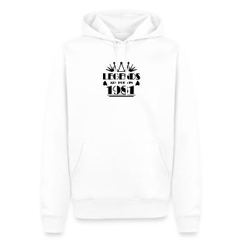 1981 - Né en 1981 - Sweat à capuche Premium bio Homme - blanc - Devant - Nico (187cm)