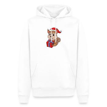 Bébé écureuil de Noël avec cadeau - Sweat à capuche Premium bio Homme - blanc - Devant - Nico (187cm)