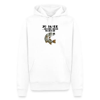 70. Geburtstag Angler Lustiger Spruch - 70 Jahre - Männer Premium Bio Hoodie - Weiß - Vorne - Nico (187cm)