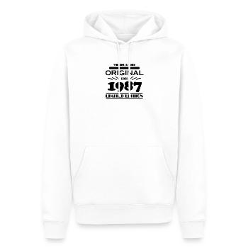 1987 - Année de construction 1987 - Né en 1987 - Sweat à capuche Premium bio Homme - blanc - Devant - Nico (187cm)