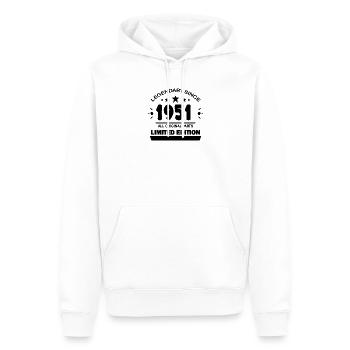 1951 - Jahrgang 1951 - Baujahr 1951 - Männer Premium Bio Hoodie - Weiß - Vorne - Nico (187cm)