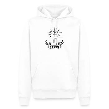 Expression de la main du poing puissant - Sweat à capuche Premium bio Homme - blanc - Devant - Nico (187cm)