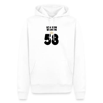 58. Geburtstag Geschenk - 58 Jahre mit Krone - Männer Premium Bio Hoodie - Weiß - Vorne - Nico (187cm)