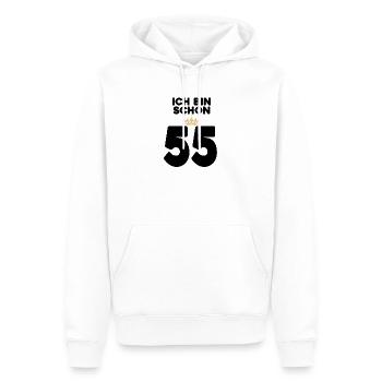55. Geburtstag Geschenk - 55 Jahre mit Krone - Männer Premium Bio Hoodie - Weiß - Vorne - Nico (187cm)