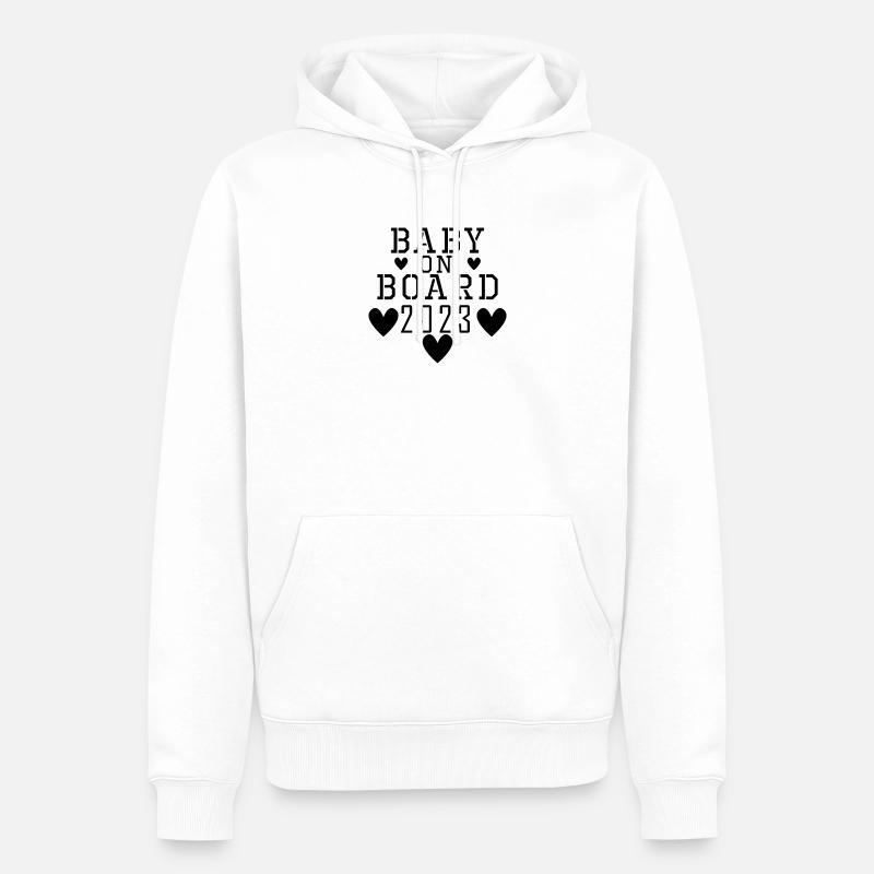 Bébé 2023 - Naissance Enceinte 2023 Grossesse - Sweat à capuche Premium bio Homme - blanc