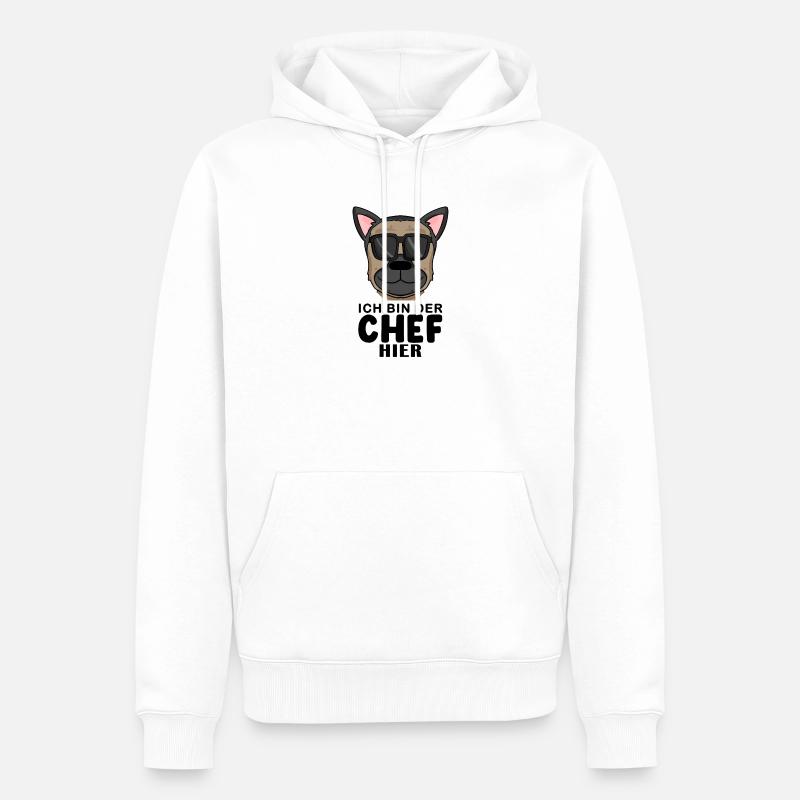 Cool Hund Deutscher Schäferhund Chef Spruch - Männer Premium Bio Hoodie - Weiß