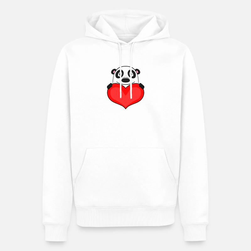 Panda mit Herz - Liebe Romantisch - Männer Premium Bio Hoodie - Weiß