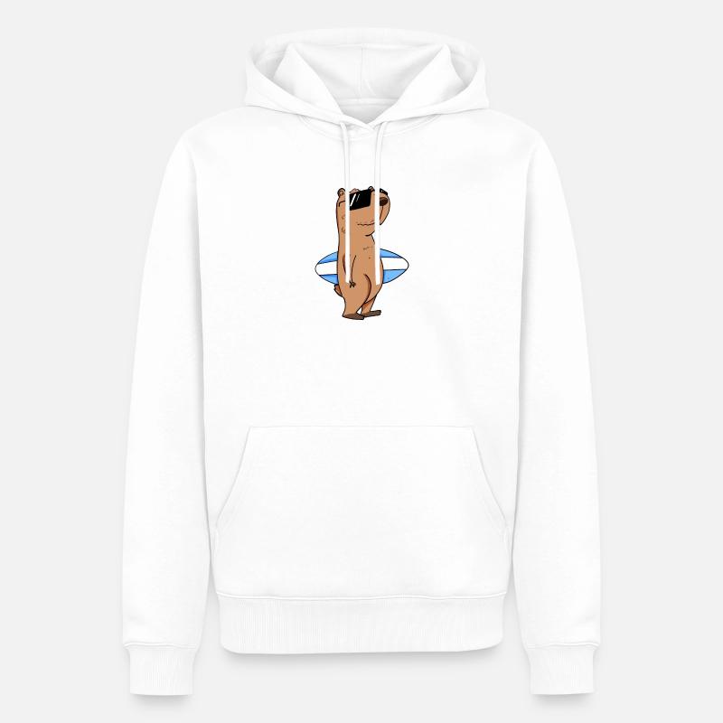 Motif de surfeur Capybara capybara - Sweat à capuche Premium bio Homme - blanc