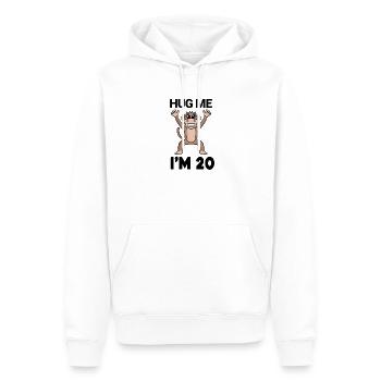 20 ans - 20 ans - câlin - Sweat à capuche Premium bio Homme - blanc - Devant - Nico (187cm)