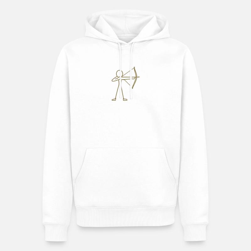 Strichmännchen Bogen Bogenschießen Bogenschütze - Männer Premium Bio Hoodie - Weiß