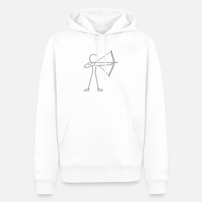 Strichmännchen Bogen Bogenschießen Bogenschütze - Männer Premium Bio Hoodie - Weiß