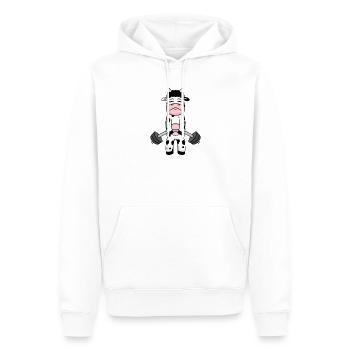 Kuh Fitness Motivation Gym Geschenk - Männer Premium Bio Hoodie - Weiß - Vorne - Nico (187cm)