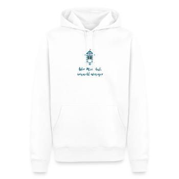 Wer Meer hat braucht weniger - Männer Premium Bio Hoodie - Weiß - Vorne - Nico (187cm)