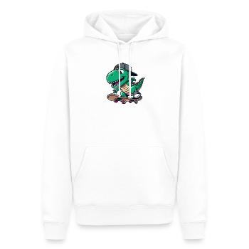 TRex Dino Tyrannosaurus Skateboard - Männer Premium Bio Hoodie - Weiß - Vorne - Nico (187cm)