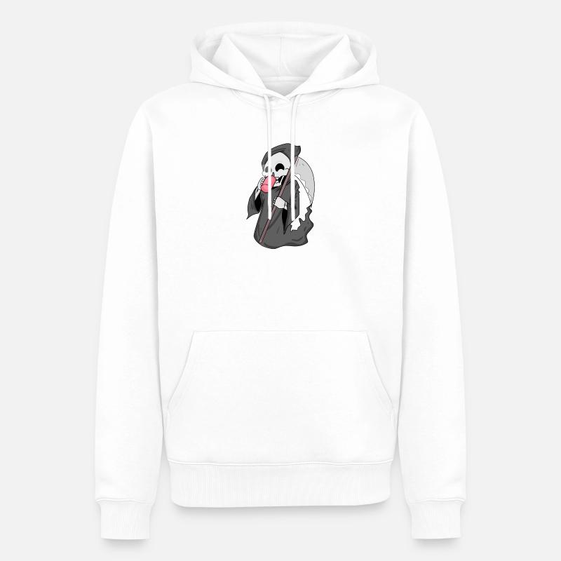 Faucheuse au café - Sweat à capuche Premium bio Homme - blanc