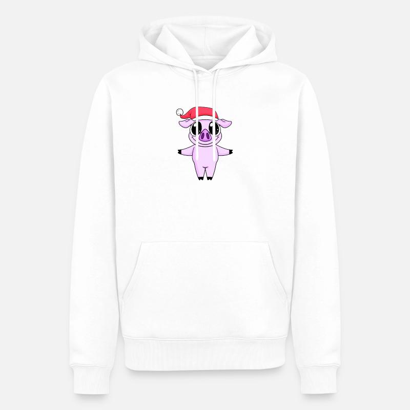 Cochon Noël - Sweat à capuche Premium bio Homme - blanc