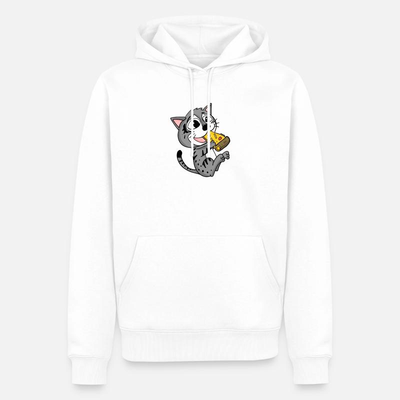 Pizza au chat - Sweat à capuche Premium bio Homme - blanc