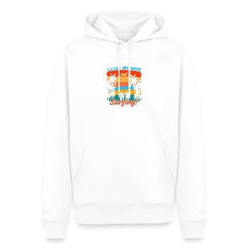 I Love My Wife and Surfing - Men’s Premium Organic Hoodie - white - Front - Nico (187cm)