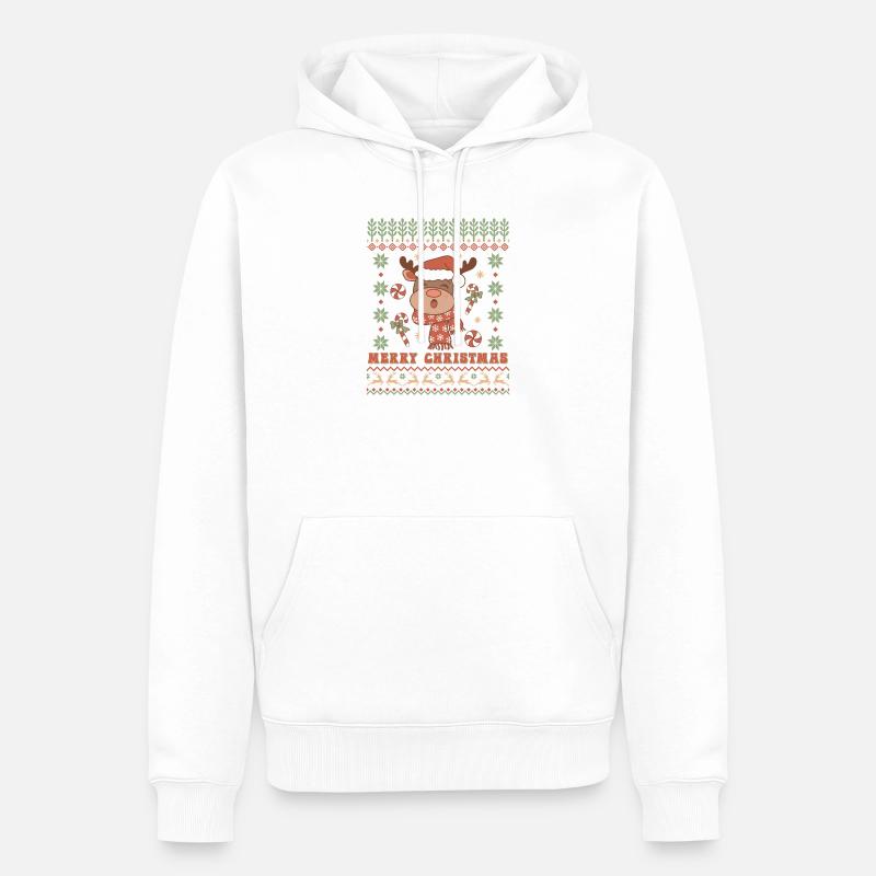 Pull de Noël moche - Sweat à capuche Premium bio Homme - blanc