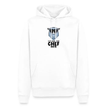 Chef Spruch mit Nashorn Motiv - Männer Premium Bio Hoodie - Weiß - Vorne - Nico (187cm)