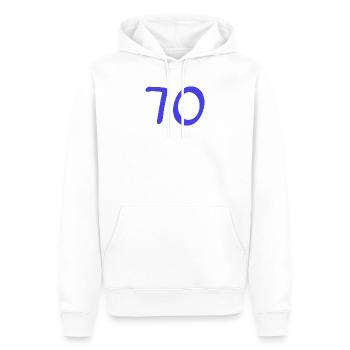 70. 70 YEARS. 70TH ANNIVERSARY. 70TH ANNIVERSARY. - Men’s Premium Organic Hoodie - white - Front - Nico (187cm)