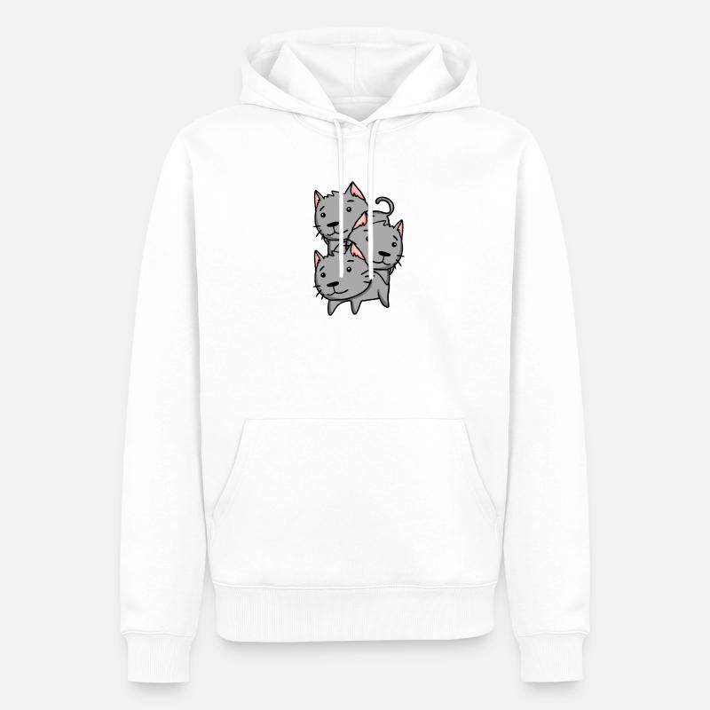 Chats - Sweat à capuche Premium bio Homme - blanc
