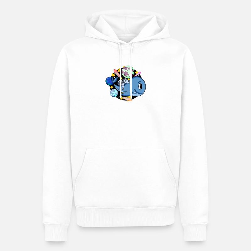 Baleine et astronaute dans l’espace - Sweat à capuche Premium bio Homme - blanc