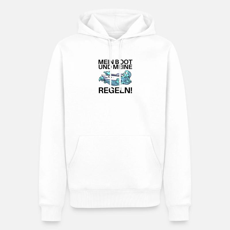 Boote Motorboot Regeln Spruch lustig - Männer Premium Bio Hoodie - Weiß