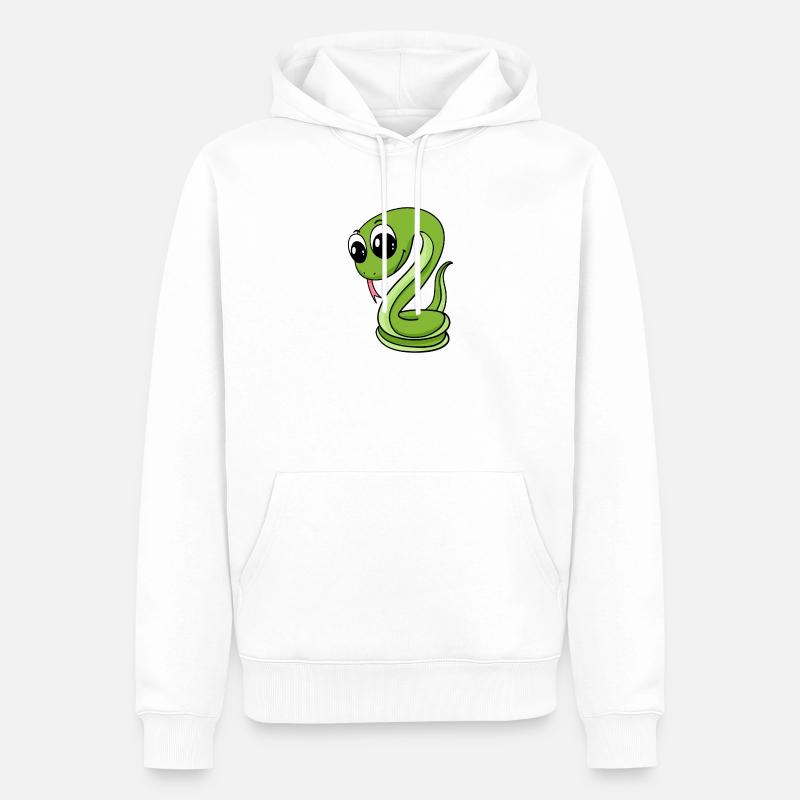 Serpent vert mignon - Sweat à capuche Premium bio Homme - blanc