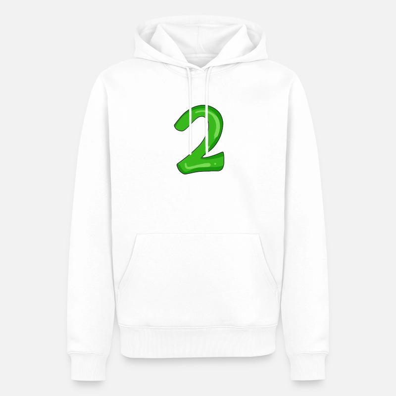 Deux - 2 - Numéro Numéro - Sweat à capuche Premium bio Homme - blanc