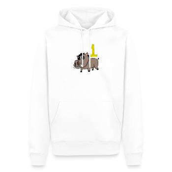 1. Geburtstag Motiv Wildschwein - Eins Jahre alt - Männer Premium Bio Hoodie - Weiß - Vorne - Nico (187cm)