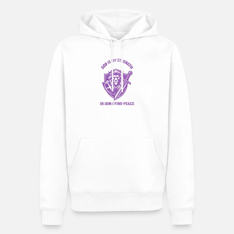 Löwenheld Kampfgeist Wappenshield Design - Männer Premium Bio Hoodie - Weiß