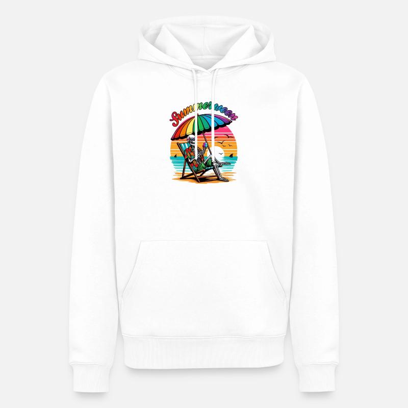 Summerween Skeleton : se détendre en été - Sweat à capuche Premium bio Homme - blanc