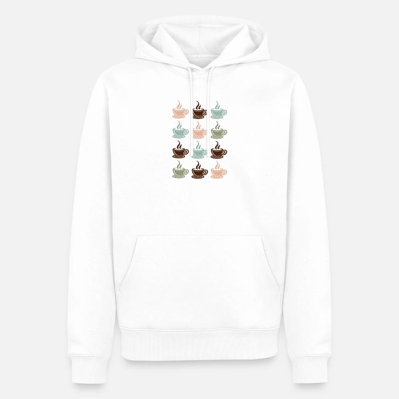 Café - Sweat à capuche Premium bio Homme - blanc