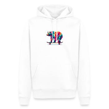 Géométrique Polygone Ours Planche à roulettes Art coloré - Sweat à capuche Premium bio Homme - blanc - Devant - Nico (187cm)