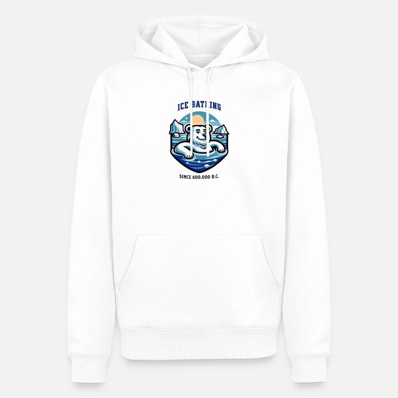 relaxter Eisbär beim Eisbaden lustiger Spruch - Männer Premium Bio Hoodie - Weiß
