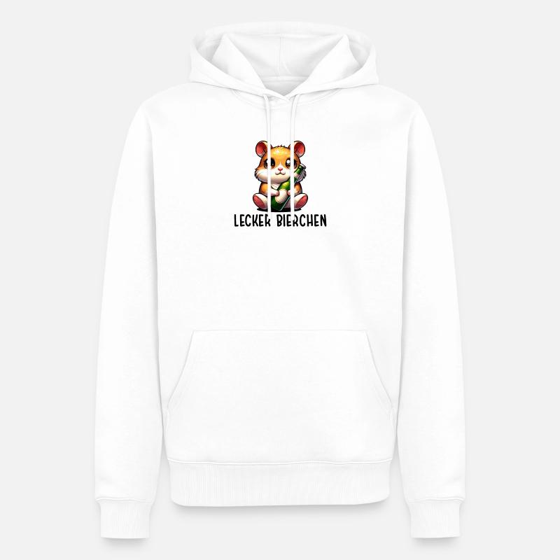 LECKER BIERCHEN Sad Hamster Meme - Männer Premium Bio Hoodie - Weiß
