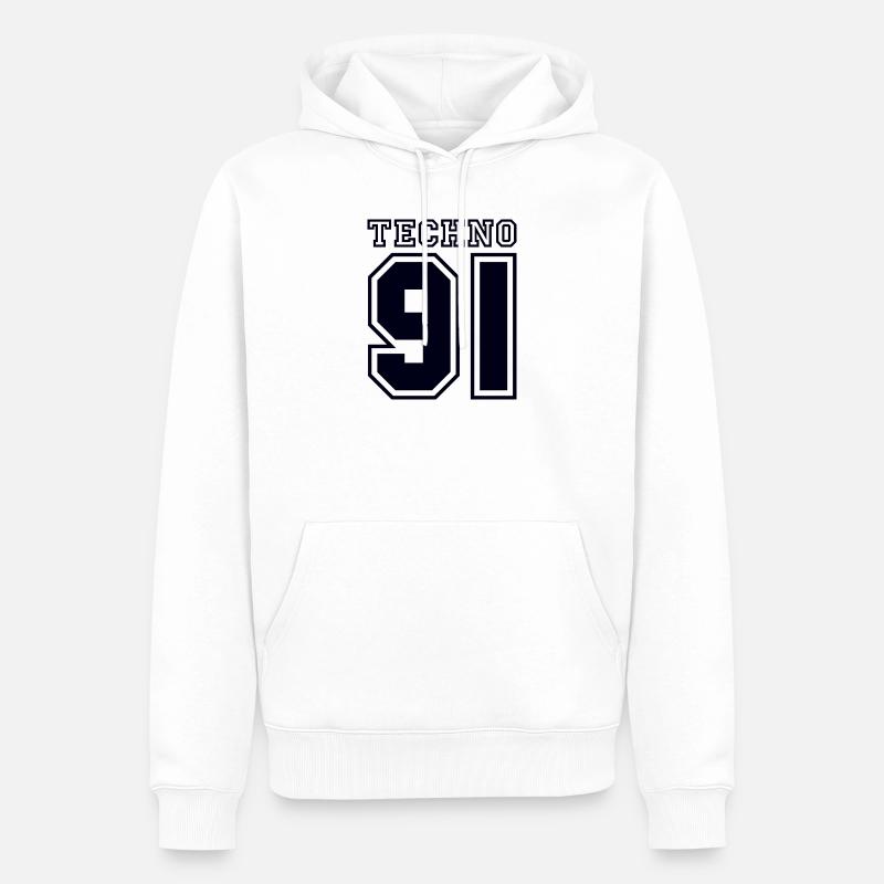 TECHNO 91 - Männer Premium Bio Hoodie - Weiß