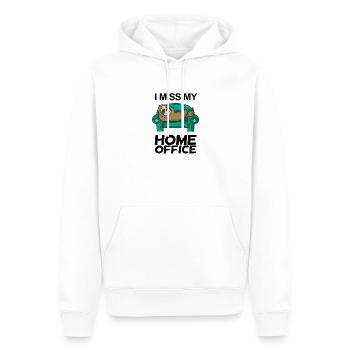Bureau à domicile Dire drôle - Sweat à capuche Premium bio Homme - blanc - Devant - Nico (187cm)