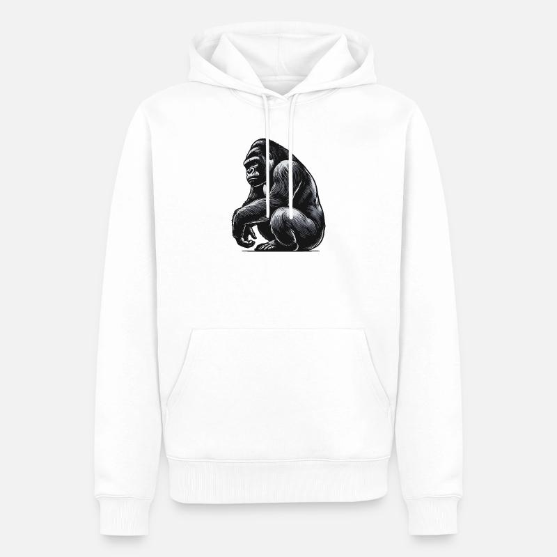 Gorilla - Männer Premium Bio Hoodie - Weiß