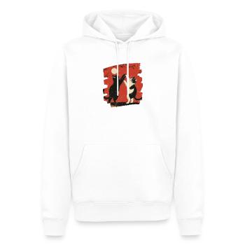 Combat de chats japonais - Sweat à capuche Premium bio Homme - blanc - Devant - Nico (187cm)