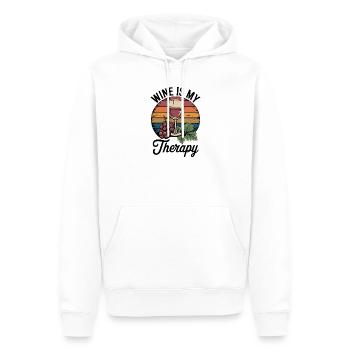 Wine Is My Therapy Wine Glass Outfit for - Men’s Premium Organic Hoodie - white - Front - Nico (187cm)