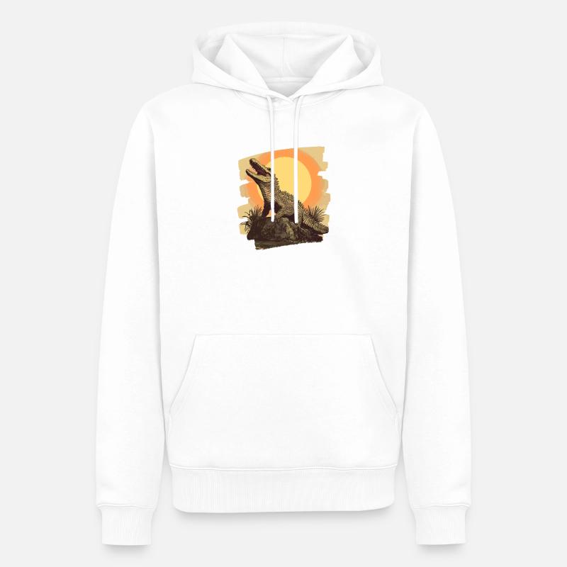 Krokodil Retro - Männer Premium Bio Hoodie - Weiß