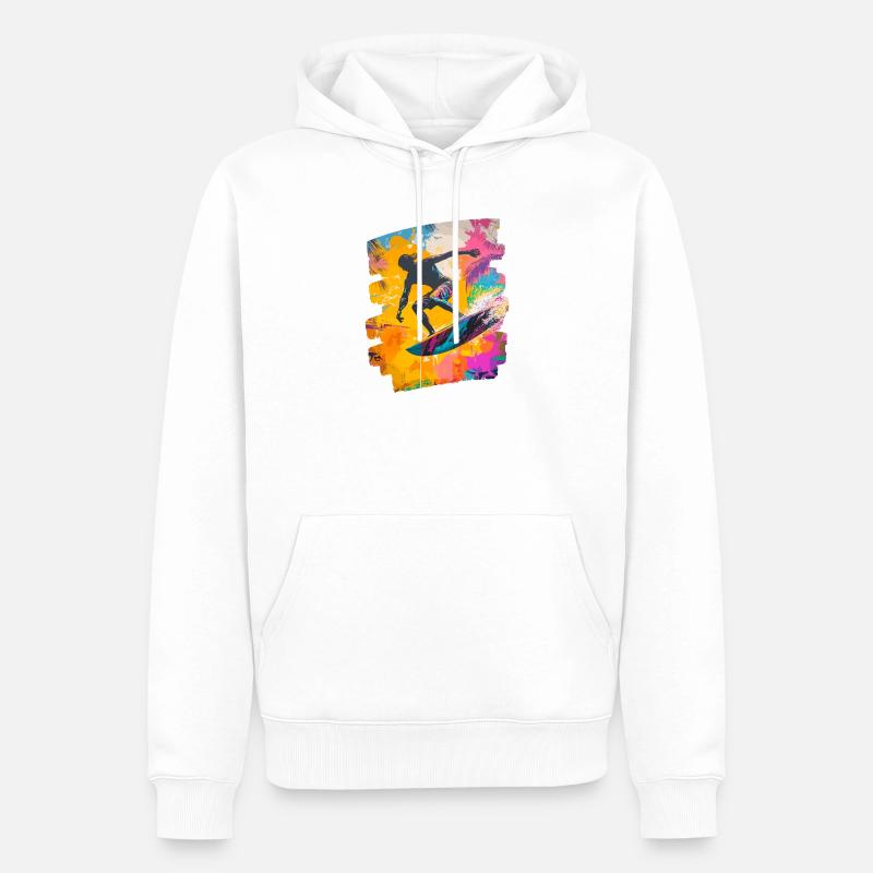 Surfeur Surf Planche de surf Surf - Sweat à capuche Premium bio Homme - blanc