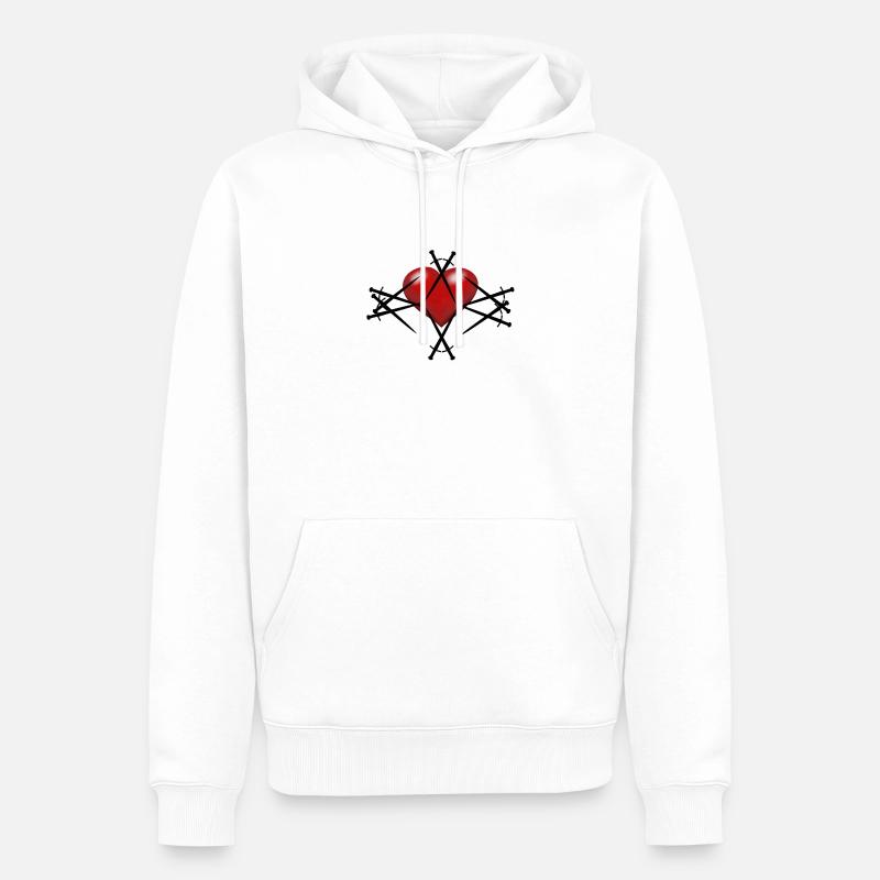 Épée Épées Coeur Guerrier Épéiste - Sweat à capuche Premium bio Homme - blanc