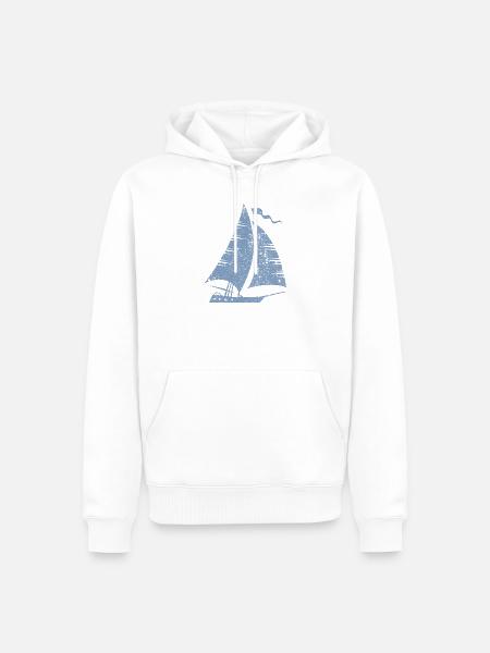 Sailboat Silhouette Minimalist Grunge - Men’s Premium Organic Hoodie - white