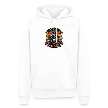 Biker-Oma mit cooler Attitüde - Männer Premium Bio Hoodie - Weiß - Vorne - Nico (187cm)