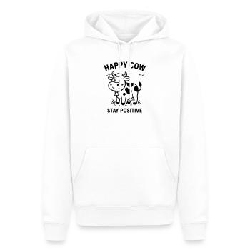 Vache heureuse - Sweat à capuche Premium bio Homme - blanc - Devant - Nico (187cm)